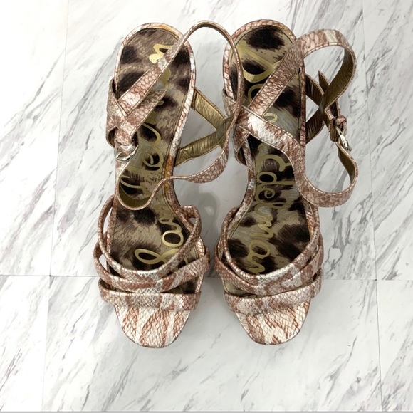 Sam Edelman- Taryn Metallic Rose Python heels - Picture 3 of 8